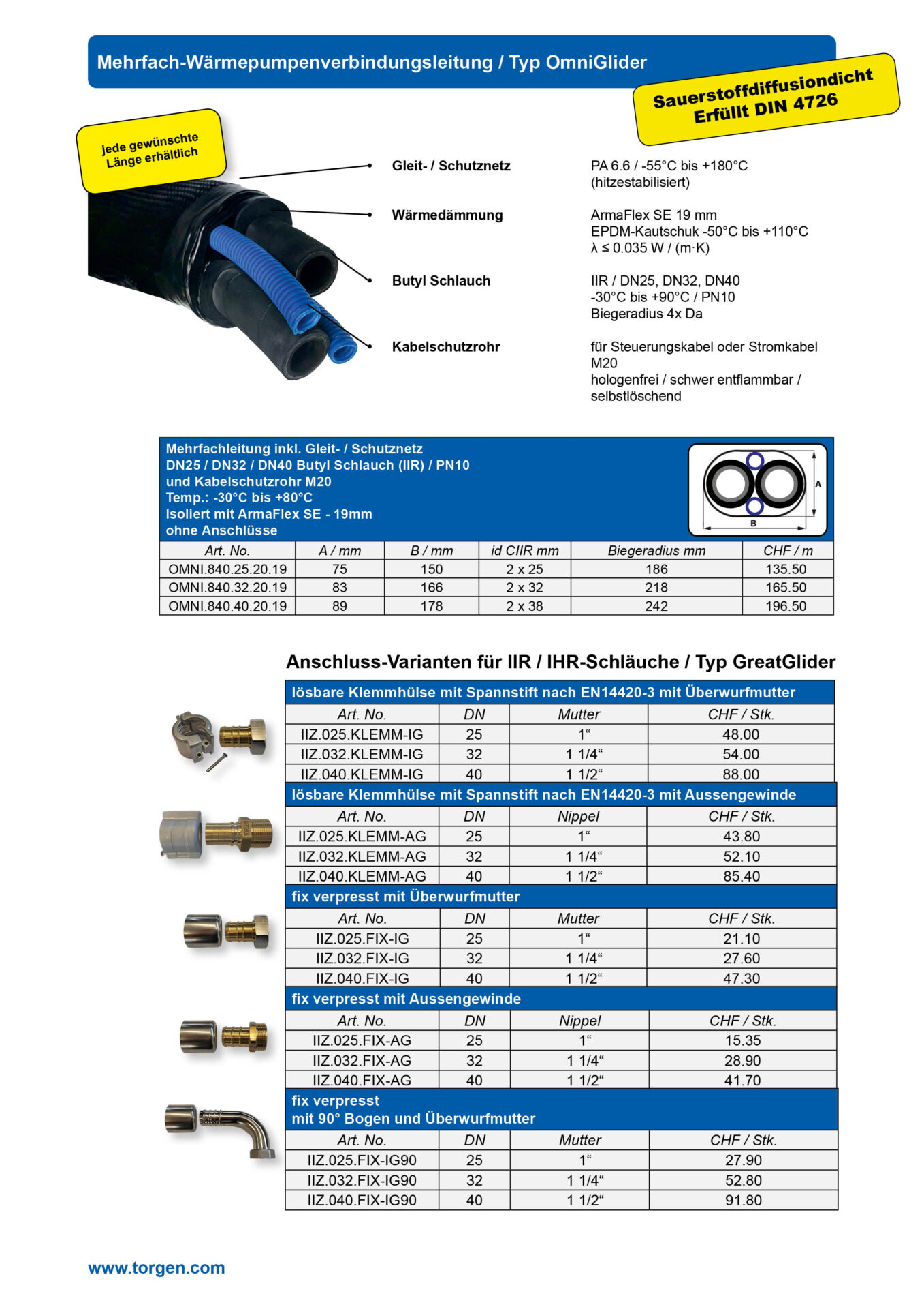 GreatGlider_Flyer_D2 Mehrfach-Wärmepumpenverbindungsleitung OmniGlider von Torgen Switzerland für flexible Wärmepumpenanschlüsse, Schalldämmung und Entkopplung.