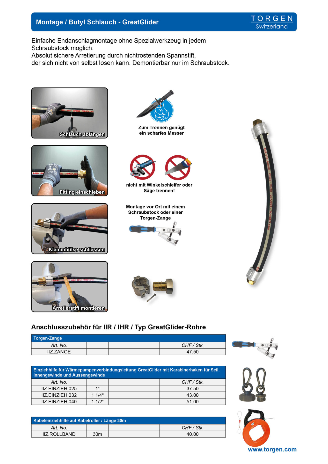 GreatGlider_Flyer_D3 Flexible Anschlusslösungen für Wärmepumpen mit GreatGlider von Torgen Switzerland, ideal für Lärmschutz und Vibrationsdämpfung.